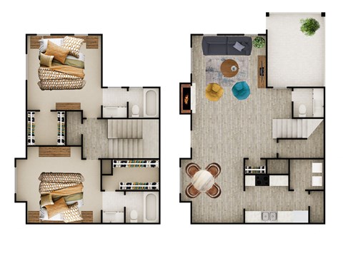Floor plan for 2 beds, 2 baths, 1470 sqft